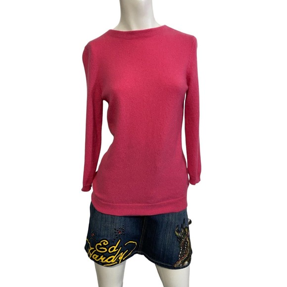 TALBOTS Womens Cashmere Sweater Crewneck Hot Pink Medium - Picture 12 of 12